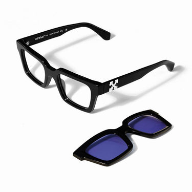 Off-White Occhiali da Vista OW9000 1045 Nero/Trasparente Con Clip Blu Unisex 2
