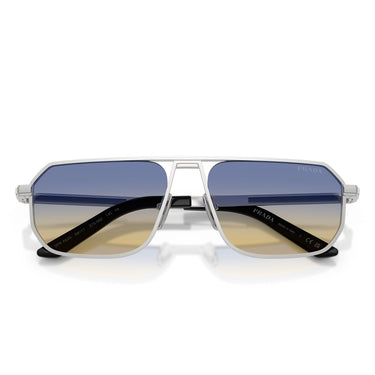 Prada Sonnenbrille PRA53S 27506Z Matt Silber/Dunkelblau Gelb Herren 5