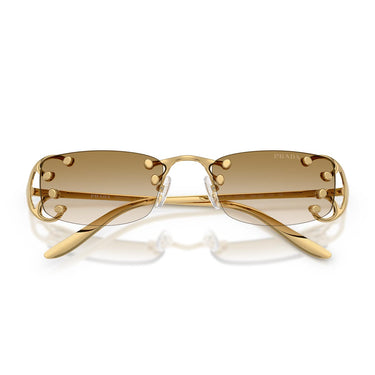 Prada Occhiali da Sole PRC57S 29H30V Oro Pallido/Trasparente Sfumato Marrone Donna 4