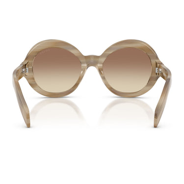 Prada Occhiali da Sole PRD08SU 25P21C Beige Striato/Marrone Sfumato Giallo Donna