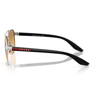 Prada Occhiali da Sole PSA52S 1BC40Z Linea Rossa Argento Grigio Sfumato Arancione Unisex  3