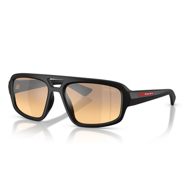 Prada Occhiali da Sole PSB11SU 1BO40Z Linea Rossa Nero Opaco Arancione Specchiato Uomo 2