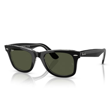Ray-Ban Sunglasses RB2140 129431 Wayfarer Black On Transparent/Green Unisex 1