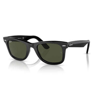 Ray-Ban Occhiali da Sole RB2140 135831 Wayfarer Nero-Verde G-15 Unisex 1