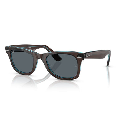 Ray-Ban Sunglasses RB2140 1446R5 Wayfarer Brown On Transparent Blue/Blue Unisex 1