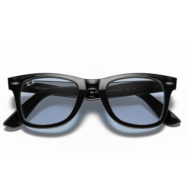 Ray-Ban Occhiali da Sole RB2140F 901/64 Wayfarer Nero/Blu Grigio Unisex 6