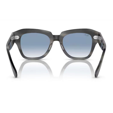 Ray-Ban Gafas de Sol RB2186 14043F State Street Rayado Gris/Azul Transparente Unisex 4