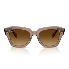 Ray-Ban Occhiali da Sole RB2186 682785 State Street Striato Marrone Chiaro Trasparente/Marrone Chiaro Unisex