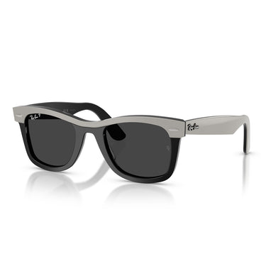 Ray-Ban Okulary Przeciwsłoneczne RB2240 144248 Wayfarer Szary Na Czarnym Czarny Unisex Polaryzowane 2