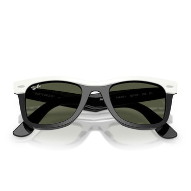 Ray-Ban Okulary Przeciwsłoneczne RB2240 144431 Wayfarer Biały Na Czarnym Zielony Unisex 6