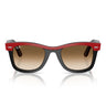 Ray-Ban Lunettes de Soleil RB2240 955/51 Wayfarer Rouge sur Noir/Marron Dégradé Transparent Unisexe