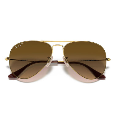 Ray-Ban Occhiali da Sole RB3025 001/M2 Aviator Gradient Oro/Marrone Sfumato Unisex Polarizzati 6