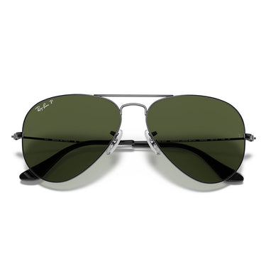 Ray-Ban Occhiali da Sole RB3025 004/58 Aviator Gradient Gunmetal/Verde G-15 Unisex Polarizzati 6