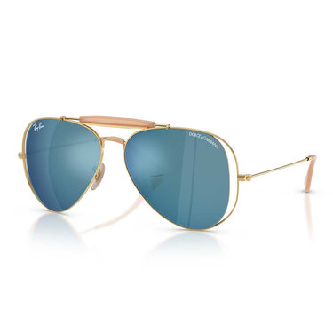 Ray-Ban Occhiali da Sole RB3029M 001/55 x Dolce & Gabbana The Outdoorsman Oro Arista/Blu Scuro Specchiato Unisex 2