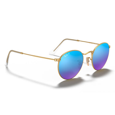 Ray-Ban Occhiali da Sole RB3447 112/4L Round Metal Oro/Blu Unisex Polarizzati 5