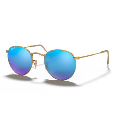 Ray-Ban Occhiali da Sole RB3447 112/4L Round Metal Oro/Blu Unisex Polarizzati 1