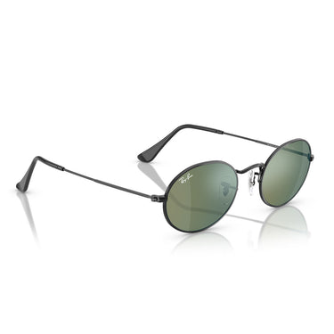 Ray-Ban Occhiali da Sole RB3547N 002/68 Oval Nero/Blu Specchiato Unisex 4