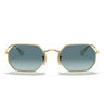 Ray-Ban Lunettes de Soleil RB3556N 91233M Octogonal Or Arista/Bleu Dégradé Unisexe