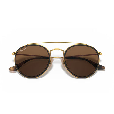 Ray-Ban Occhiali da Sole RB3647N 001 57 Round Double Bridge Oro Arista Marrone B-15 Unisex Polarizzati  6