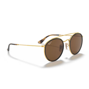Ray-Ban Occhiali da Sole RB3647N 001 57 Round Double Bridge Oro Arista Marrone B-15 Unisex Polarizzati  5