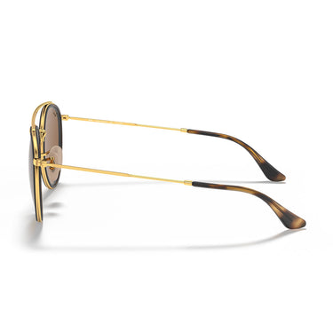 Ray-Ban Occhiali da Sole RB3647N 001 57 Round Double Bridge Oro Arista Marrone B-15 Unisex Polarizzati  3
