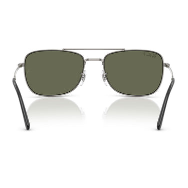 Ray-Ban Occhiali da Sole RB3755 004/58 Argento/Verde Unisex Polarizzati
