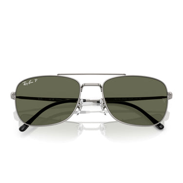 Ray-Ban Occhiali da Sole RB3755 004/58 Argento/Verde Unisex Polarizzati