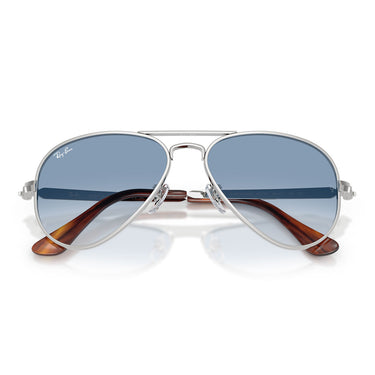 Ray-Ban Occhiali da Sole RB3925 003 3F Aviator Max Argento Trasparente Sfumato Blu Unisex 5