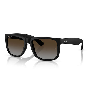 Ray-Ban Occhiali da Sole RB4165 622 T5 Justin Gomma Nera Grigio Sfumato Marrone Unisex Polarizzati  2