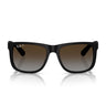 Ray-Ban Occhiali da Sole RB4165 622 T5 Justin Gomma Nera Grigio Sfumato Marrone Unisex Polarizzati  