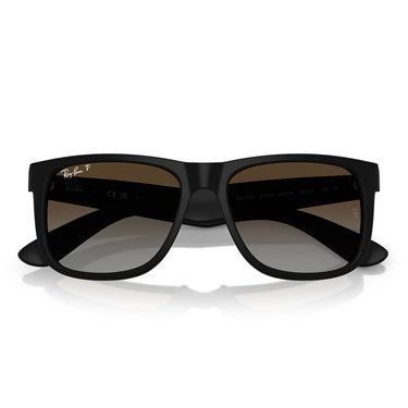 Ray-Ban Occhiali da Sole RB4165 622 T5 Justin Gomma Nera Grigio Sfumato Marrone Unisex Polarizzati  5