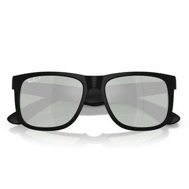 Ray-Ban Okulary Przeciwsłoneczne RB4165 622 Y4 Justin Gomma Nero Verde Specchio Grigio Unisex Polarizzati 5