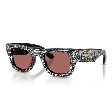 Ray-Ban Occhiali da Sole RB4940BP 686585 Wayfarer Puffer X ASAP Rocky Nero con Strass Violetto Scuro Unisex 2