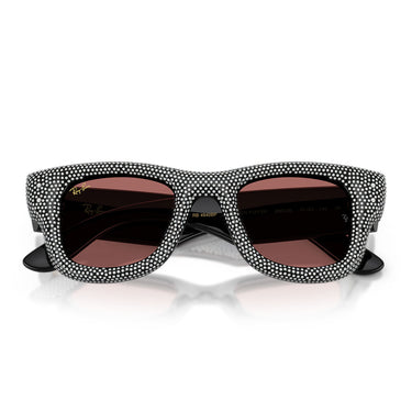 Ray-Ban Occhiali da Sole RB4940BP 686585 Wayfarer Puffer X ASAP Rocky Nero con Strass Violetto Scuro Unisex 5