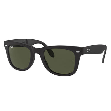 Ray-Ban Occhiali da Sole RB4105 601S Wayfarer Folding Nero Opaco/Verde G-15 Unisex 2