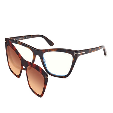 Tom Ford Occhiali da Vista FT5971-B 052 Marrone Trasparente con Clip Grigio Fumo Donna 2